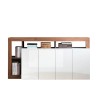 Moderne Küchenkommode 4 Türen 184cm glänzendes weißes Holz Cadiz MR Angebot