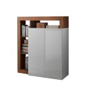 Credenza alta mobile cucina 2 ante bianco lucido legno noce Blume MR Offerta