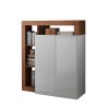 Credenza alta mobile cucina 2 ante bianco lucido legno noce Blume MR Offerta
