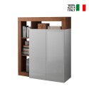 Credenza alta mobile cucina 2 ante bianco lucido legno noce Blume MR Vendita
