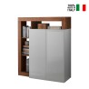 Credenza alta mobile cucina 2 ante bianco lucido legno noce Blume MR Vendita