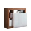 Wohnzimmer-Sideboard 108cm, 2 glänzend weiße Türen, Holz Reva MR. Angebot