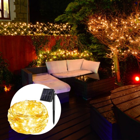Guirlande lumineuse solaire 200 LED jardin balcon Noël terrasse NestX Promotion
