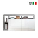 Credenza mobile soggiorno 4 ante bianco lucido grigio cemento Cadiz BC Vendita