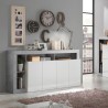 Credenza mobile soggiorno 4 ante bianco lucido grigio cemento Cadiz BC Promozione