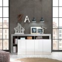 Credenza mobile soggiorno 4 ante bianco lucido grigio cemento Cadiz BC Sconti