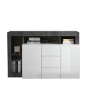 Sideboard modern schwarz 2 Türen 3 Schubladen weiß glänzend Lavine BX Angebot
