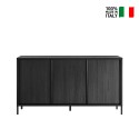 Credenza design moderno 3 ante buffet 156cm in legno nero Cooper Steel Vendita