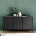 Credenza design moderno 3 ante buffet 156cm in legno nero Cooper Steel Promozione