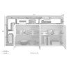 Küchenschrank Wohnzimmer 4 Türen glänzend weißes Holz 184cm Cadiz BP Maße