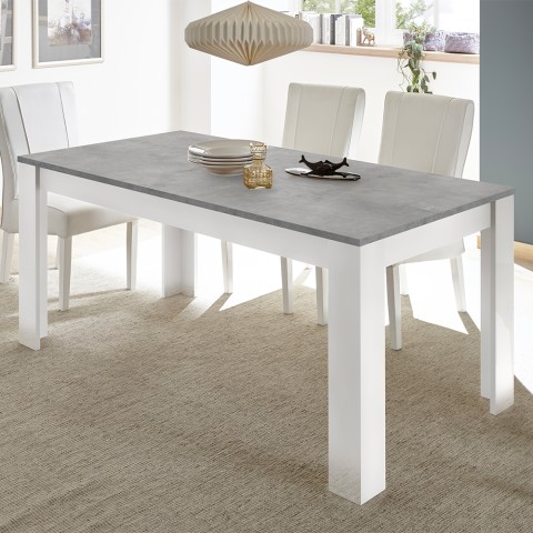 Tavolo da pranzo 180x90cm design moderno bianco cemento Cesar Basic Promozione