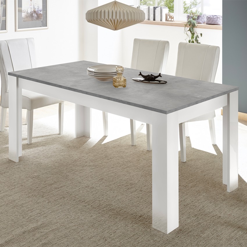 Table à manger 180x90 cm design moderne blanc béton Cesar Basic Promotion Table à manger 180x90 cm design moderne blanc béton Cesar Basic Promotion