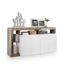 Küchenschrank Wohnzimmer 4 Türen glänzend weißes Holz 184cm Cadiz BP Sales