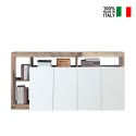 Küchenschrank Wohnzimmer 4 Türen glänzend weißes Holz 184cm Cadiz BP Verkauf