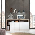 Küchenschrank Wohnzimmer 4 Türen glänzend weißes Holz 184cm Cadiz BP Auswahl