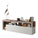 Mobiler Wohnzimmerschrank mit Fernsehtür aus glänzendem weißem Holz mit Klapptür: Dorian BP. Angebot