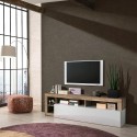 Mobiler Wohnzimmerschrank mit Fernsehtür aus glänzendem weißem Holz mit Klapptür: Dorian BP. Rabatte