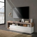 Mobiler Wohnzimmerschrank mit Fernsehtür aus glänzendem weißem Holz mit Klapptür: Dorian BP. Katalog