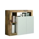 Madia Sideboard Holz 2 Türen Weiß Glanz Modernes Wohnzimmer Reva BP. Angebot
