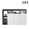 Sideboard Küchenschrank 3 Türen Glanz Weiß Modern 146cm Schwarz Hailey BX Verkauf