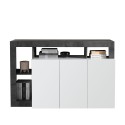 Sideboard Küchenschrank 3 Türen Glanz Weiß Modern 146cm Schwarz Hailey BX Angebot