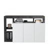 Buffet bas cuisine 3 portes blanc laqué moderne 146cm noir Hailey BX Offre