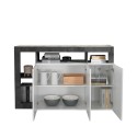 Sideboard Küchenschrank 3 Türen Glanz Weiß Modern 146cm Schwarz Hailey BX Rabatte