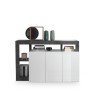 Sideboard Küchenschrank 3 Türen Glanz Weiß Modern 146cm Schwarz Hailey BX Sales