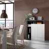 Wohnzimmer modernes bewegliches Sideboard schwarz 2 Türen glänzend weiß Blume BX Rabatte