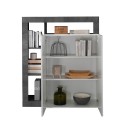Wohnzimmer modernes bewegliches Sideboard schwarz 2 Türen glänzend weiß Blume BX Sales