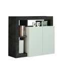 Sideboard modernes Wohnzimmer Schrank Weiß Hochglanz 2 Türen schwarz Reva BX. Angebot