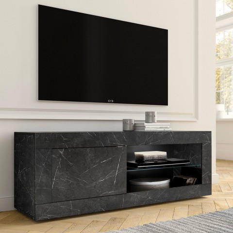 Mobile porta TV soggiorno moderno marmo nero opaco Diver MB Basic Promozione