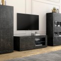 Mobiles TV-Ständer für modernes Wohnzimmer in schwarzer Marmor-Optik Diver MB Basic. Rabatte