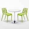 Tavolino Rotondo Bianco 70x70cm Con 2 Sedie Interno Gelateria Long Island 