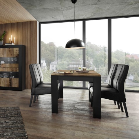 Tavolo da pranzo cucina 180x90cm nero legno industriale Bolero Basic Promozione