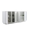 Moderne Wohnzimmerkommode Connie Ice, weiß glänzend lackiert, 4 Türen, 180cm. Sales