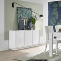 Credenza mobile soggiorno cucina 3 ante 138cm bianco lucido Dimas Ice Sconti