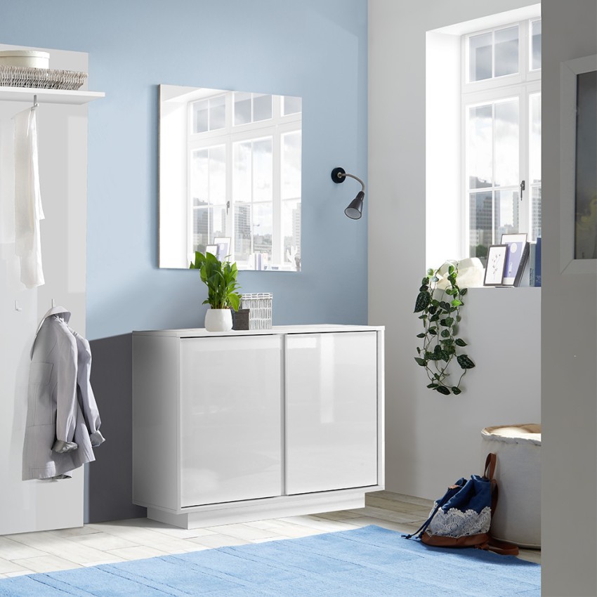 Buffet bahut 2 portes blanc brillant 92cm Agape Ice Promotion Buffet bahut 2 portes blanc brillant 92cm Agape Ice Promotion