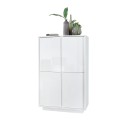 Moderne hohe Vitrine mit 4 Türen, lackiert in glänzendem Weiß, H145cm, Joyce Ice. Sales