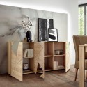 Moderne Wohnzimmersideboard mit 3 Eichenholztüren, Spiegeln und dem Modellnamen Vittoria RS S. Lagerbestand