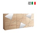 Credenza soggiorno moderna 3 ante legno rovere specchi Vittoria RS S Vendita