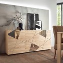 Credenza soggiorno moderna 3 ante legno rovere specchi Vittoria RS S Scelta