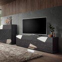 Mobiles TV-Gerät mit 3 modernen grauen glänzenden Türen, Brema GR Vittoria-Design. Katalog