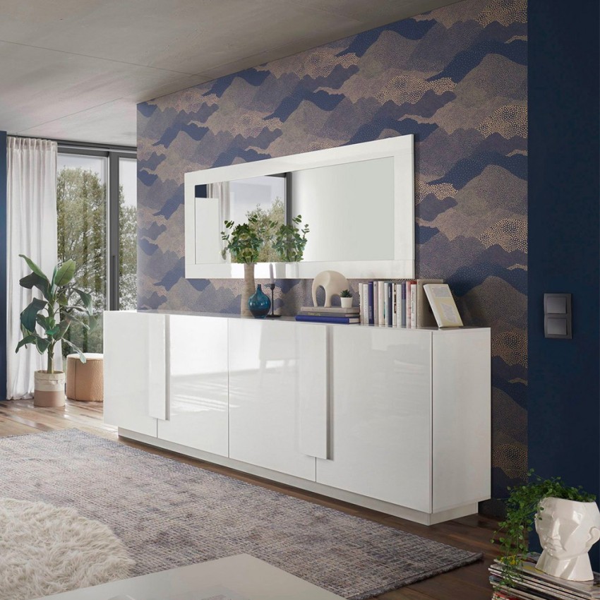 Buffet de séjour 241cm blanc brillant 4 portes Jupiter WH L2 Promotion Buffet de séjour 241cm blanc brillant 4 portes Jupiter WH L2 Promotion