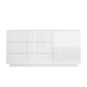 Sideboard für das Wohnzimmer, weiß glänzend, 3 Schubladen „Jupiter WH M1“. Angebot