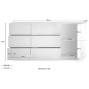 Sideboard für das Wohnzimmer, weiß glänzend, 3 Schubladen „Jupiter WH M1“. Modell