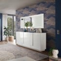 Credenza madia moderna 3 ante bianco lucido 182cm WH M2 Sconti