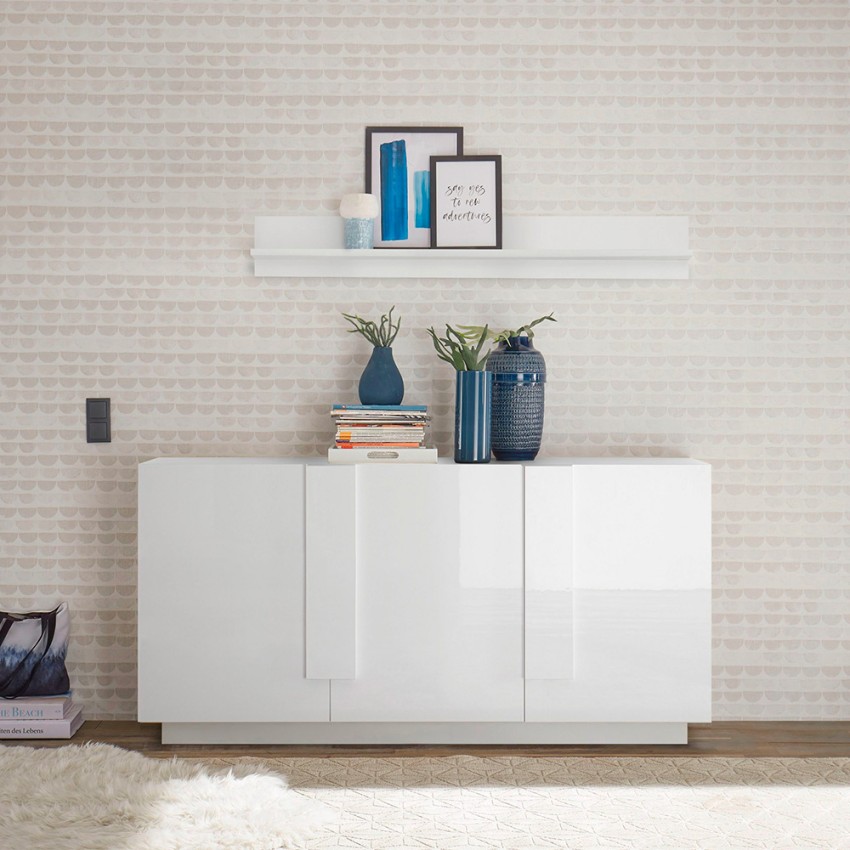Buffet moderne 3 portes blanc brillant 182cm WH M2 Promotion