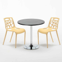 Schwarz Rund Tisch und 2 Stühle Farbiges Polypropylen-Innenmastenset Gelateria Cosmopolitan Modell