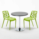 Tavolino Rotondo Nero 70x70cm Con 2 Sedie Interno Gelateria Cosmopolitan 